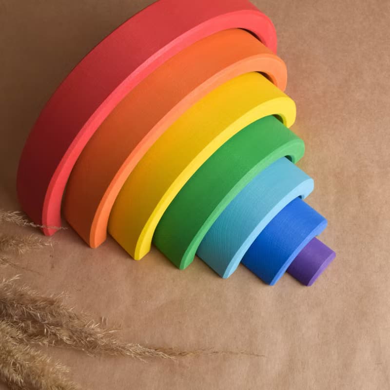 Wooden Construction Kits for Kids Building Set Toy Romanesque Rainbow Handmade