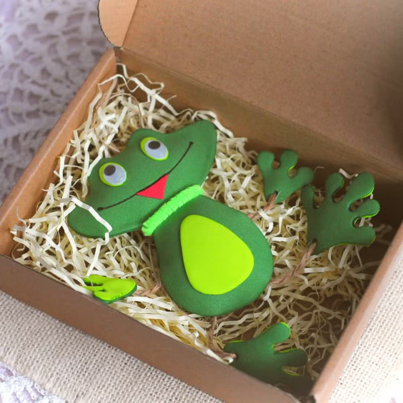 Hanging frog ornament for car mirror decor. Cute car accessory. Funny frog gift