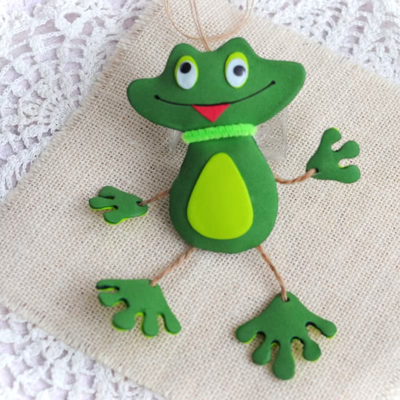 Hanging frog ornament for car mirror decor. Cute car accessory. Funny frog gift