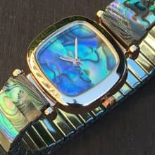 【Lost and find】天然石 鮑魚貝 幻彩 方 手錶
