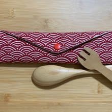 文青風環保筷袋 ~微熱山丘 典雅磚紅 收納 手作餐具袋 交換禮物