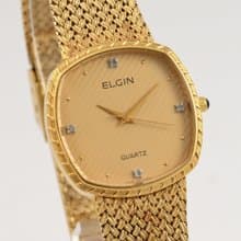 ELGIN エルジン FK266 Unisex ユニセックス メンズ クォーツ 腕時計 ゴールド スイス製 手錶 古董錶 復古手錶