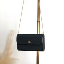 【 日本直送　名牌中古包 】GUCCI グッチ ショルダーバッグ ブラック インターロッキング ナイロン チェーン vintage ヴィンテージ c5t5sp