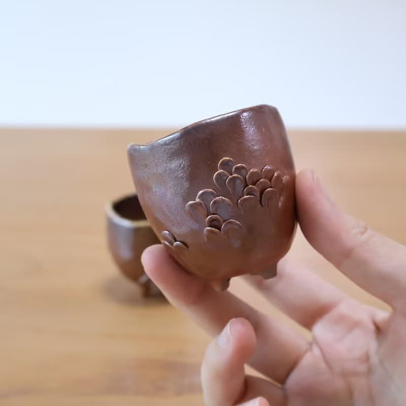 泥鱗 柴燒陶茶杯