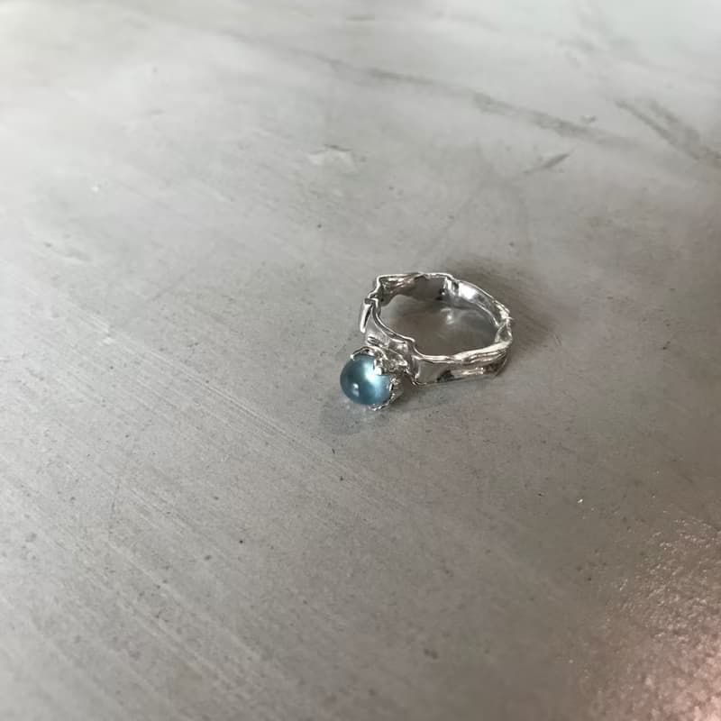 Prehnite葡萄石 純銀 扭動戒指