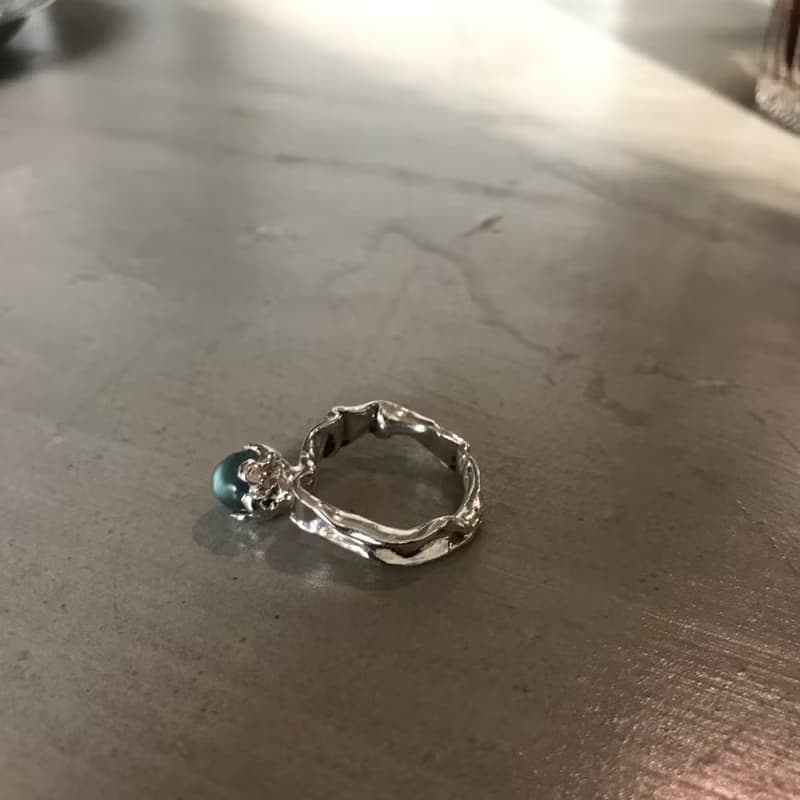 Prehnite葡萄石 純銀 扭動戒指