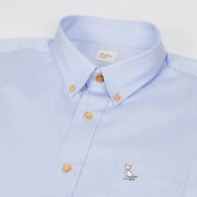 (SIZE S) CAT // blue polka dot // men shirt slim fit