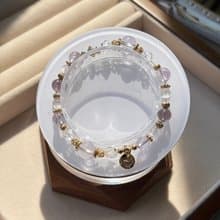 /清晨的風鈴花/修復感情 美好愛情 紫水晶 紫锂輝 螢石白水晶手鍊