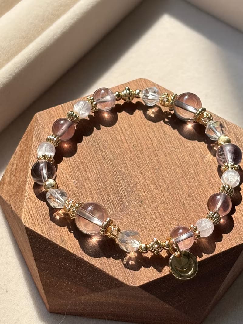 /清晨的風鈴花/修復感情 美好愛情 紫水晶 紫锂輝 螢石白水晶手鍊