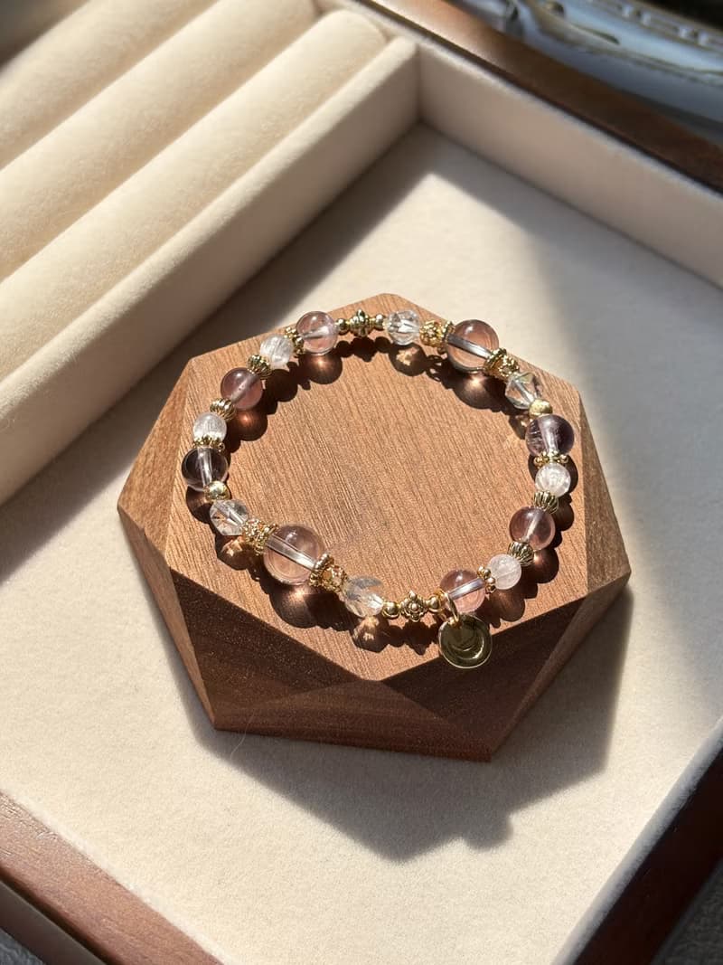 /清晨的風鈴花/修復感情 美好愛情 紫水晶 紫锂輝 螢石白水晶手鍊