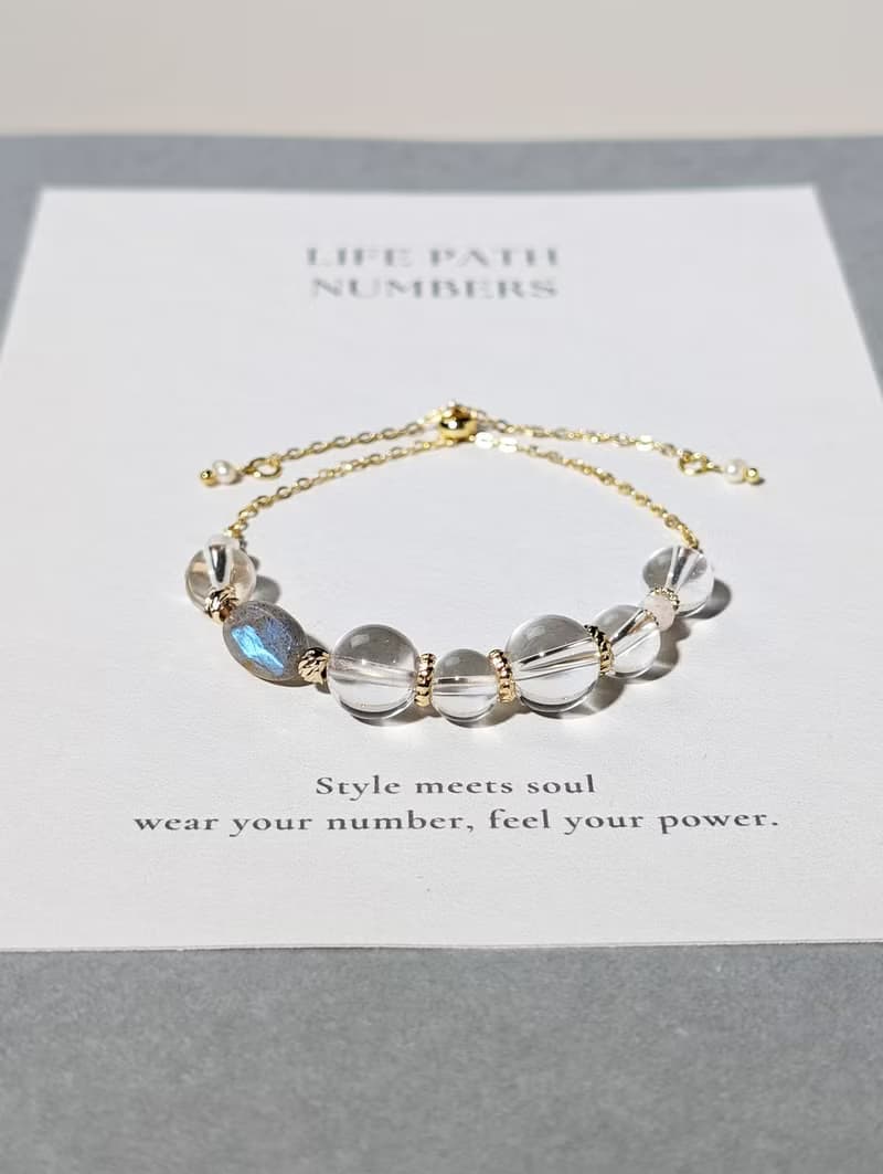 生命靈數9號 開運手鍊 | 月光石×天然石 | 光之能量與圓滿象徵