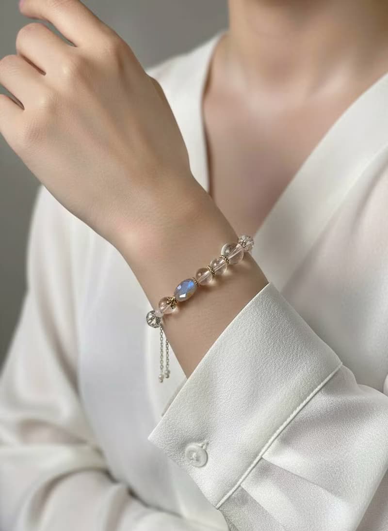 生命靈數9號 開運手鍊 | 月光石×天然石 | 光之能量與圓滿象徵