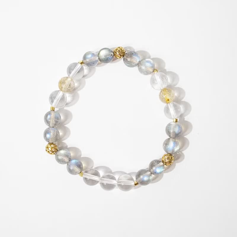 光之祝福 | B06鈦晶拉長石白水晶手鍊