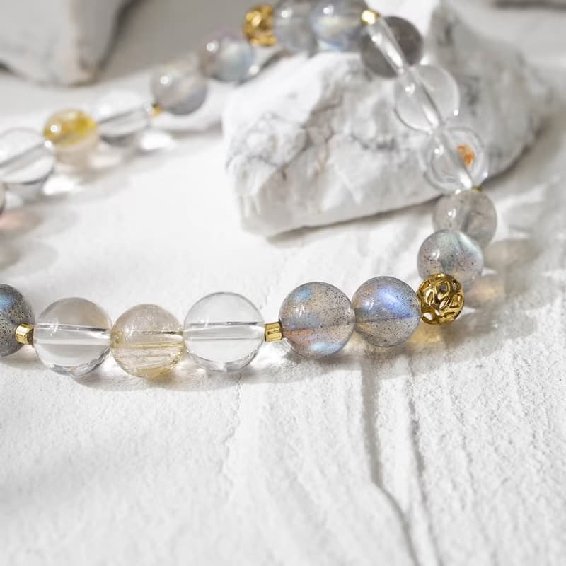 光之祝福 | B06鈦晶拉長石白水晶手鍊