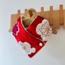 新年飾物 手工縫製大紅棉花保暖圍巾圍脖頸巾