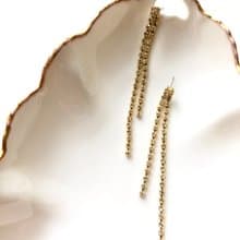 Vintage Double Crystal Chain Gold Drop Earrings