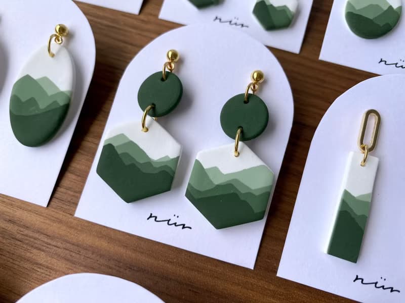 【圍繞-綠】原創耳環 | 軟陶耳環 | 耳針耳夾 | 詩篇
