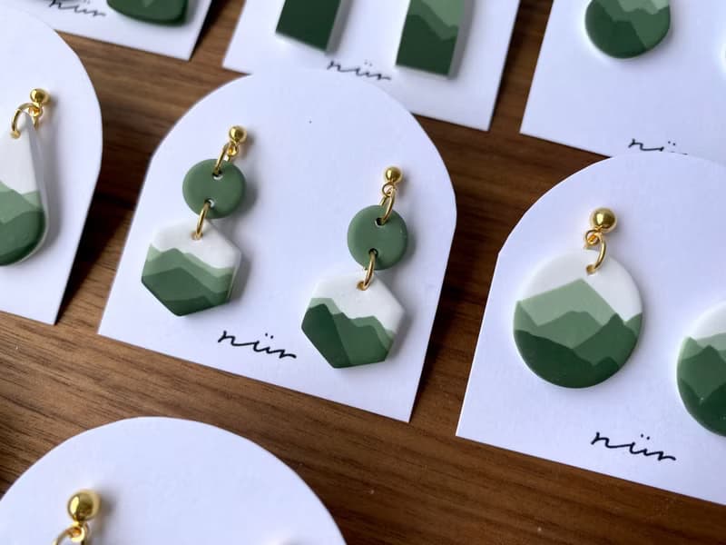 【圍繞-綠】原創耳環 | 軟陶耳環 | 耳針耳夾 | 詩篇