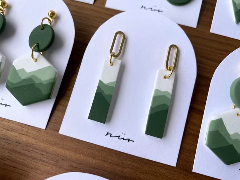 【圍繞-綠】原創耳環 | 軟陶耳環 | 耳針耳夾 | 詩篇