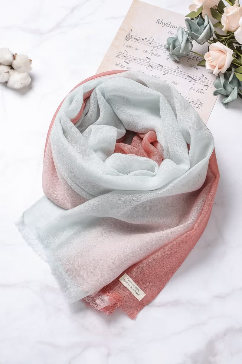 新款Cashmere羊絨圍巾/披肩 漸層 戒指絨 暮秋的溫柔 四季適用