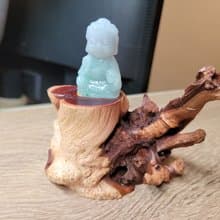 【純翠】天然翡翠 立體阿彌紫綠雙色雙雕小擺吊墜雙用款 佛系