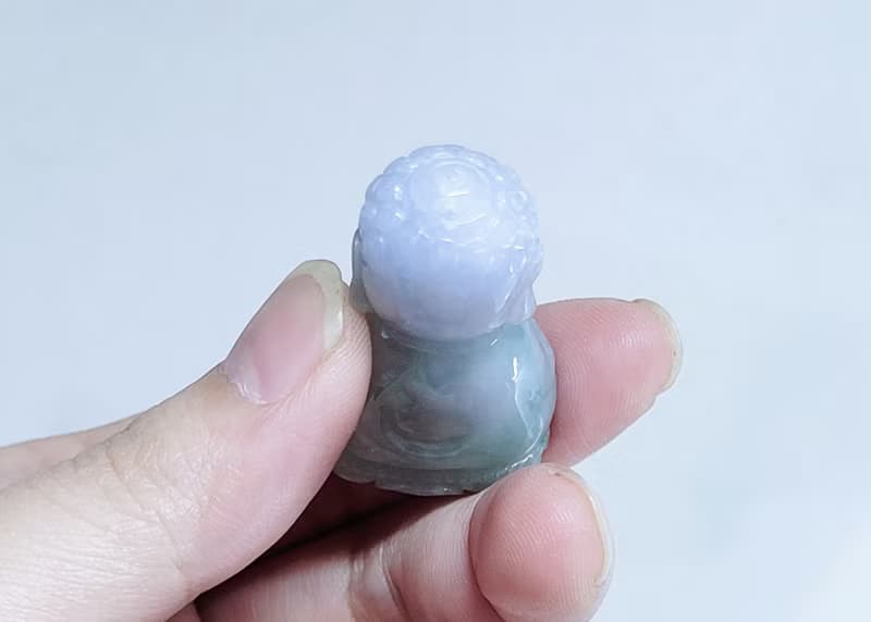 【純翠】天然翡翠 立體阿彌紫綠雙色雙雕小擺吊墜雙用款 佛系