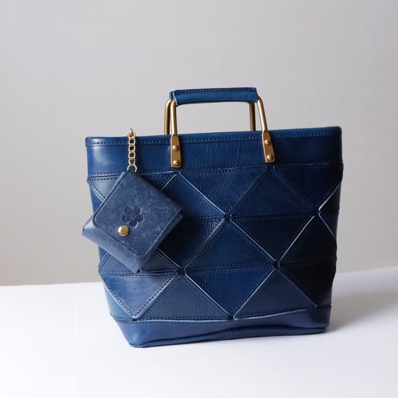 牛皮零錢包 小物收納包 海軍藍