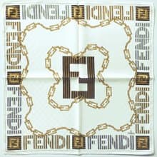 Fendi Vintage Handkerchief Jewelry Gold Chain Logo 20 x 20 Inches