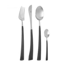 NOOR系列黑銀主餐四件組(刀叉匙+咖啡匙)