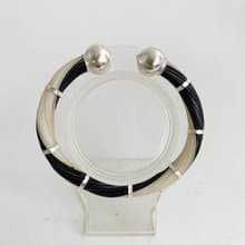 Genuine Black&White Color Body Elephant Tail Hair Bangle 925 Sterling Silver New