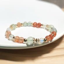 葡萄石、阿魯沙、月光石 天然石手鍊