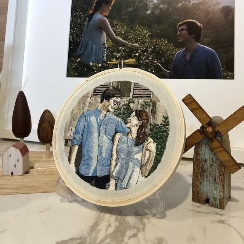 *Custom Made* portrait embroidery hoop. (5 inch)
