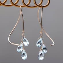 14kgf- skyblue topaz halfcurl pierced earrings