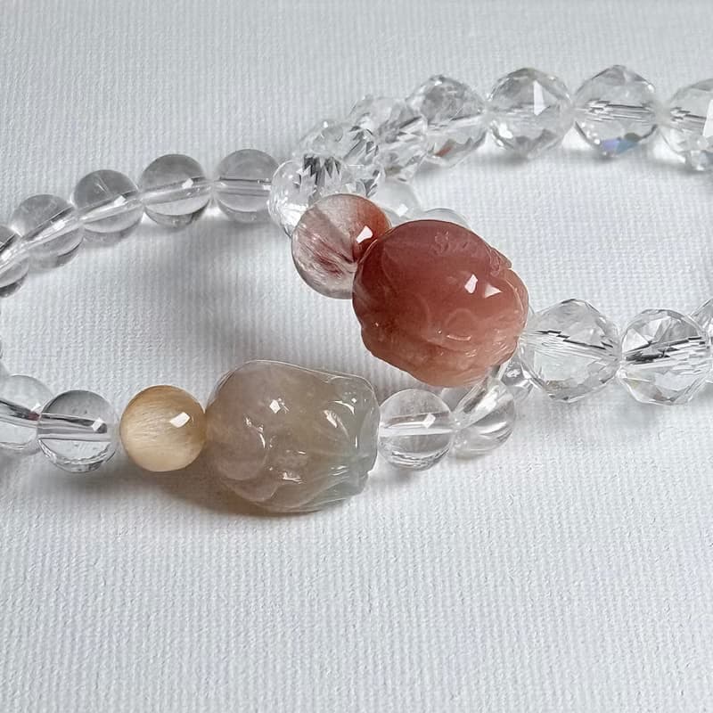 阿拉善狐狐。兔毛白水晶設計款