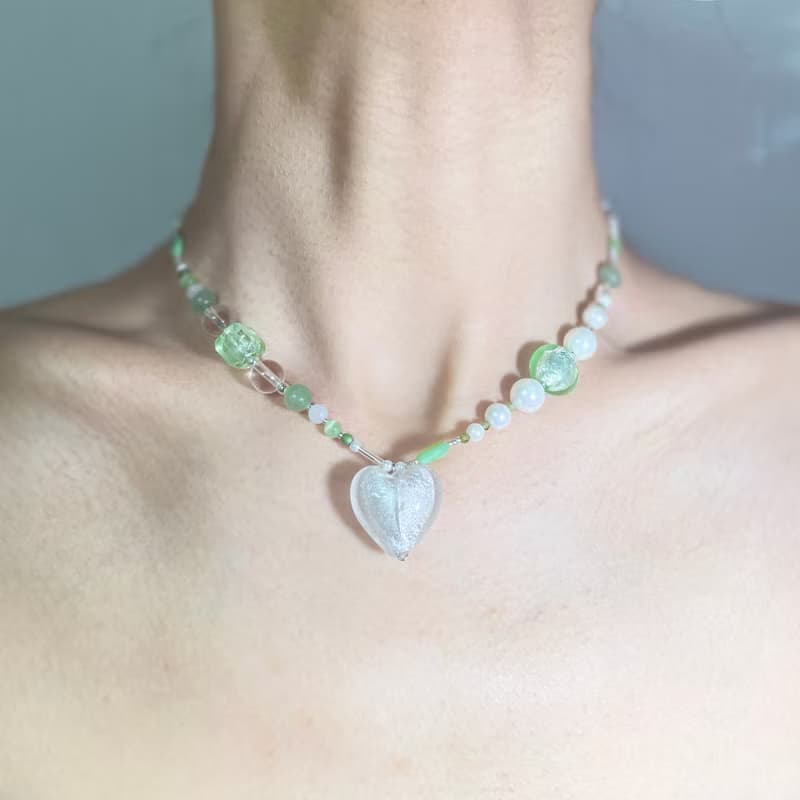 Sea Collection - 'Seahorse' Glass Craft Heart Necklace