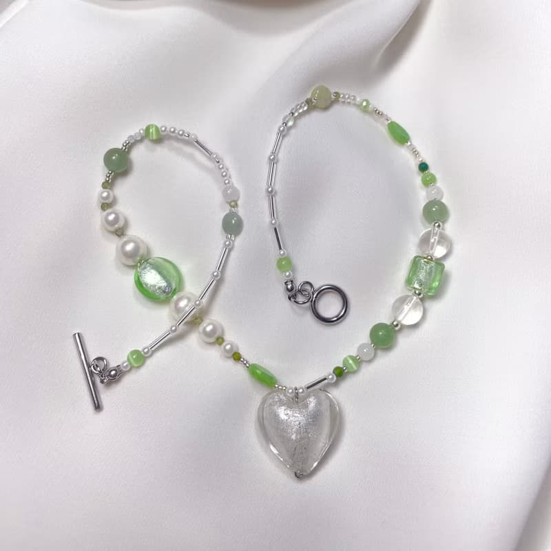 Sea Collection - 'Seahorse' Glass Craft Heart Necklace