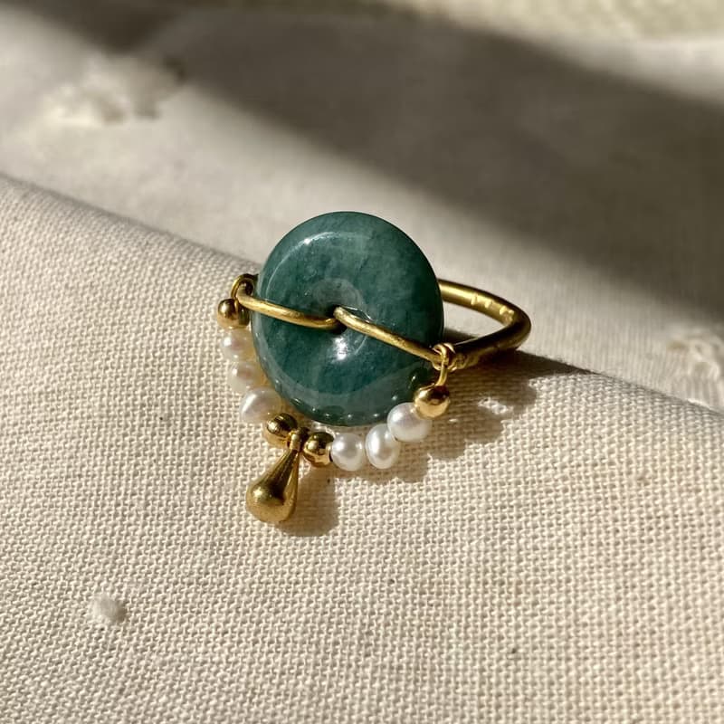 老林雜貨 | 翡翠珍珠水滴戒指