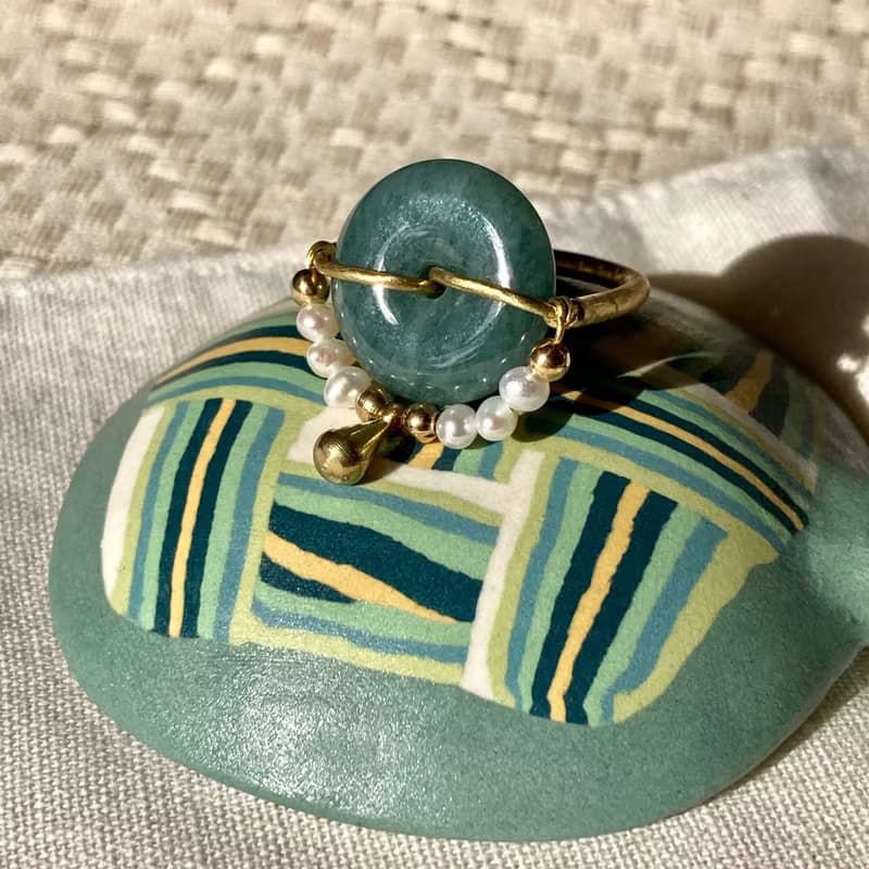 老林雜貨 | 翡翠珍珠水滴戒指