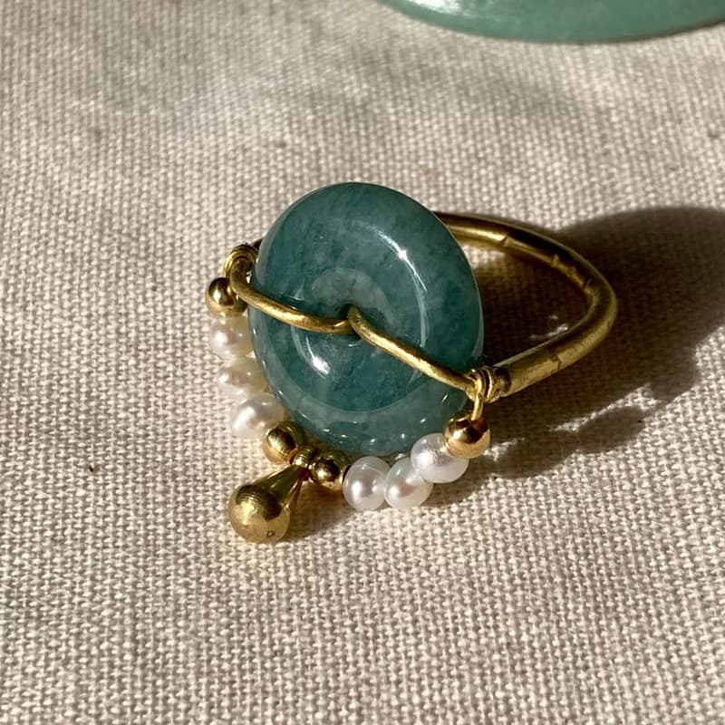 老林雜貨 | 翡翠珍珠水滴戒指