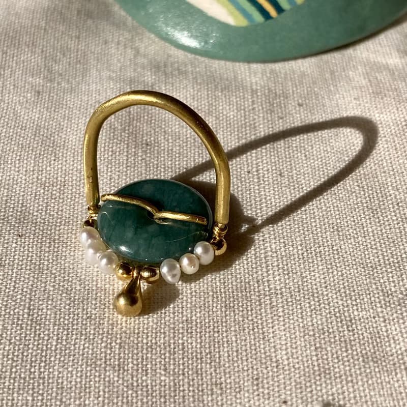 老林雜貨 | 翡翠珍珠水滴戒指