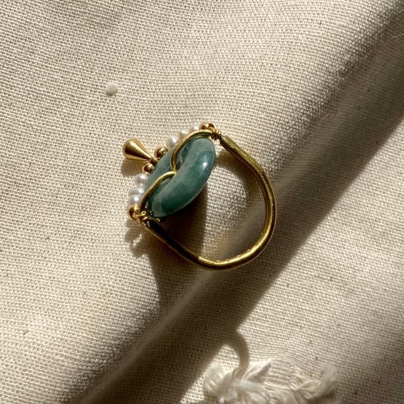 老林雜貨 | 翡翠珍珠水滴戒指
