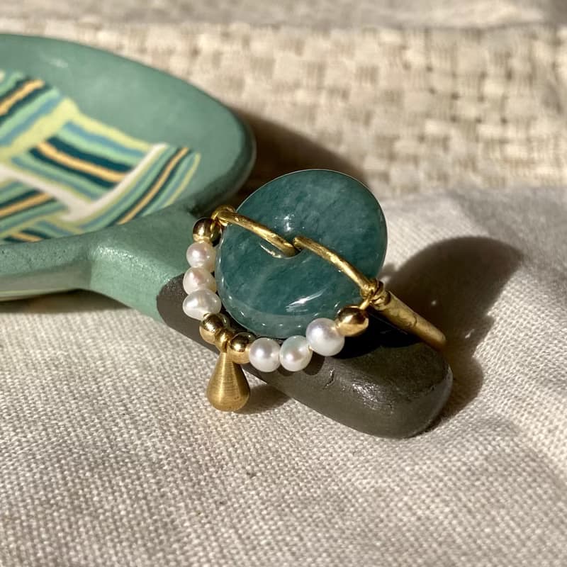 老林雜貨 | 翡翠珍珠水滴戒指