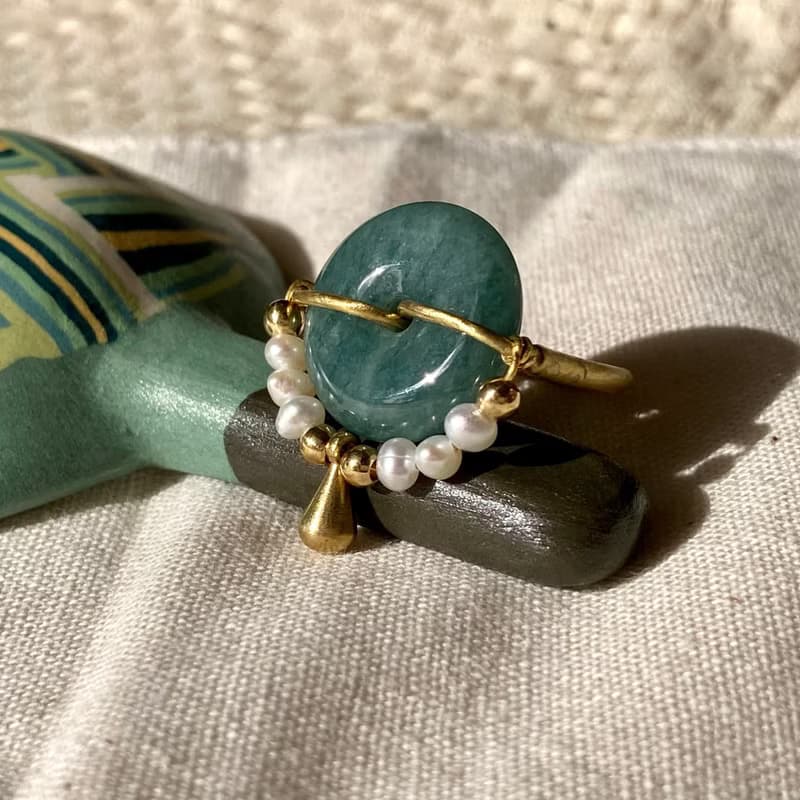 老林雜貨 | 翡翠珍珠水滴戒指