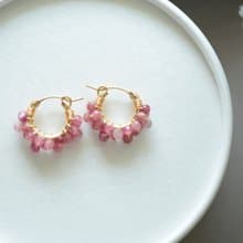 HappyCircle1.5cm│粉碧璽裙擺款 耳夾  14KGF  人緣 桃花 愛情