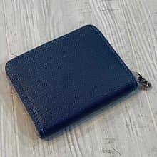 ㄇ型短夾 零錢包 隨手包 ㄇ型拉鍊包 (進口法國羊皮) (深藍色)