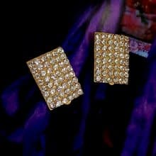 vintage jewelry  方形滿天星萊茵夾式耳環