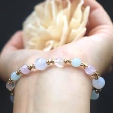 藍玉髓-海藍寶-月光石-薰衣草紫水晶-放鬆 舒壓-水晶手鍊