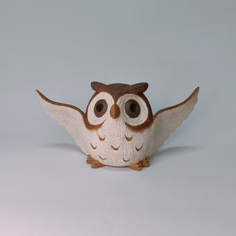 展翅Q版貓頭鷹/陶藝品/原創
