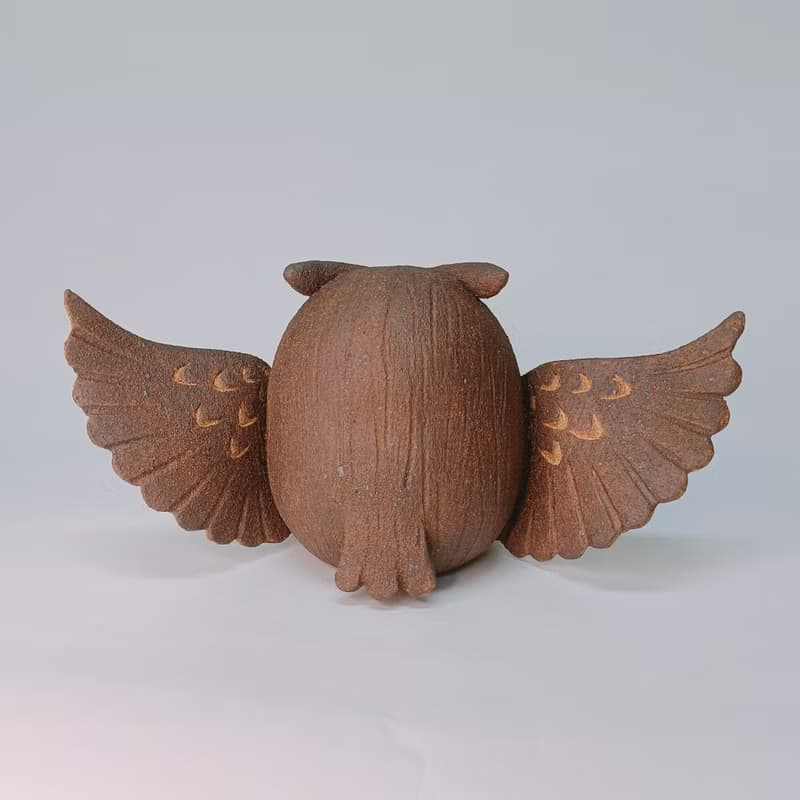 展翅Q版貓頭鷹/陶藝品/原創