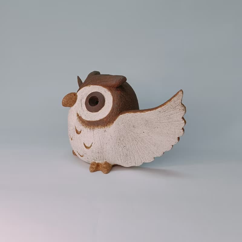 展翅Q版貓頭鷹/陶藝品/原創